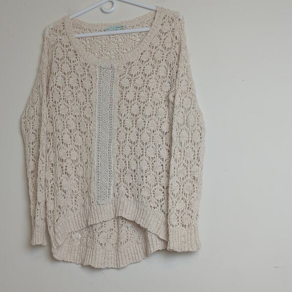 Cottagecore Embroidered Open Knit Sweater 100% Cotton Women's Medium - Picture 11 of 11